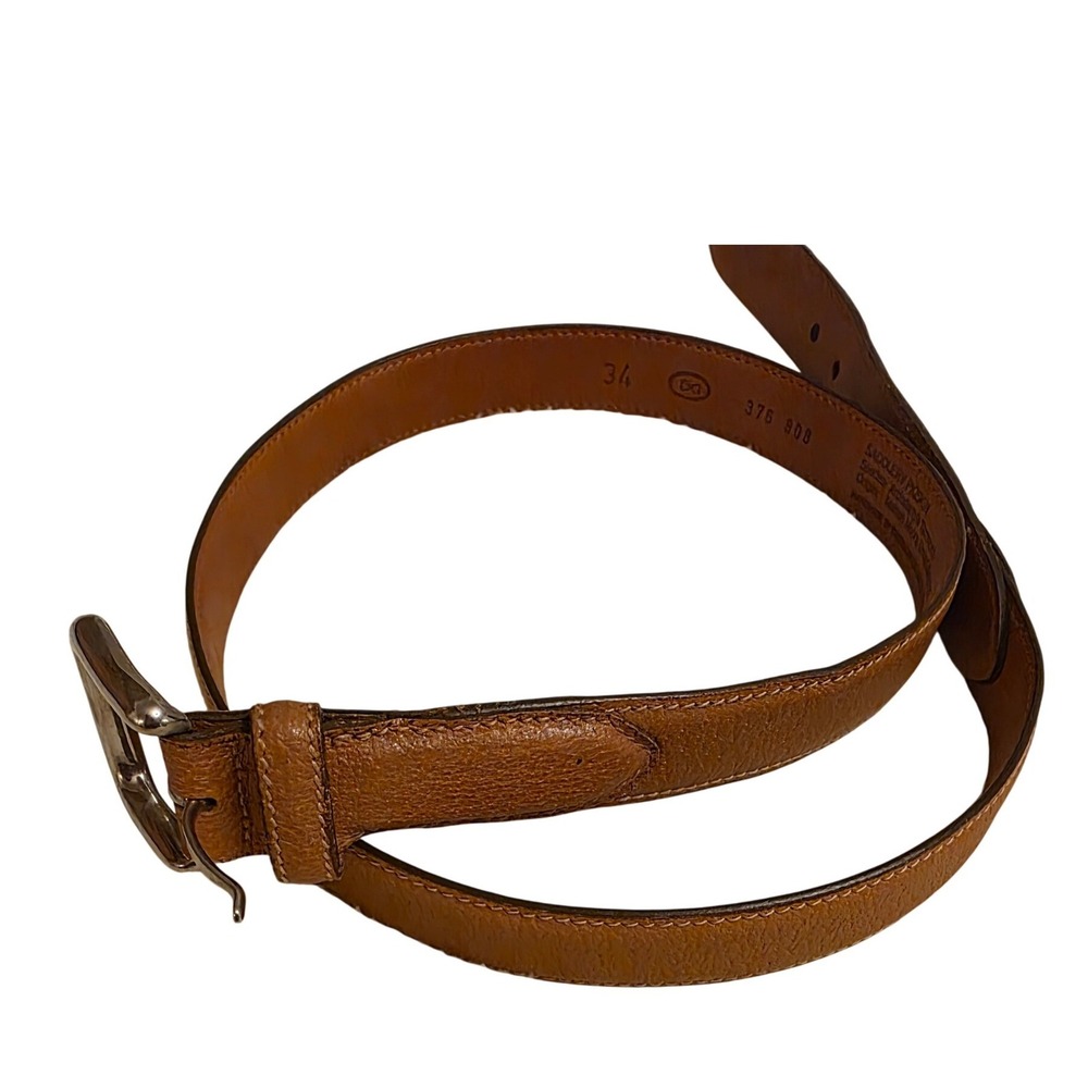 Trafalgar Mens 34 Tan Saddlery Pigskin Leather Belt‎ 1" Handmade USA 376 808